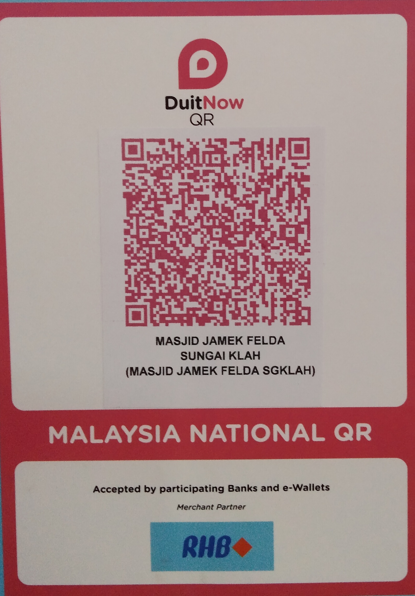 Kod QR MASJID JAMEK FELDA SG. KLAH